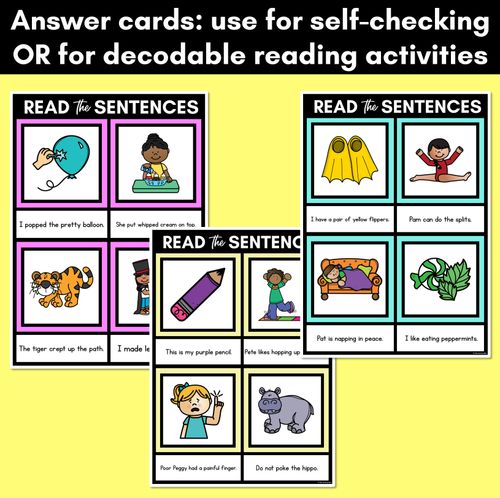Resource preview 4 for P Phoneme Decodable Sentence Mats - Read & Match