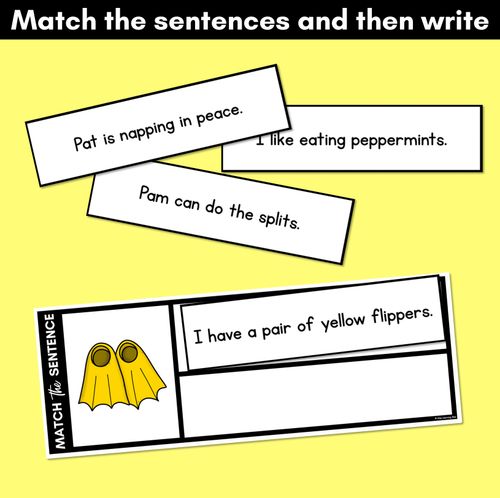Resource preview 3 for P Phoneme Decodable Sentences - Read, Match & Write