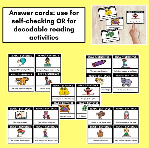 Resource preview 4 for P Phoneme Decodable Sentences - Read, Match & Write