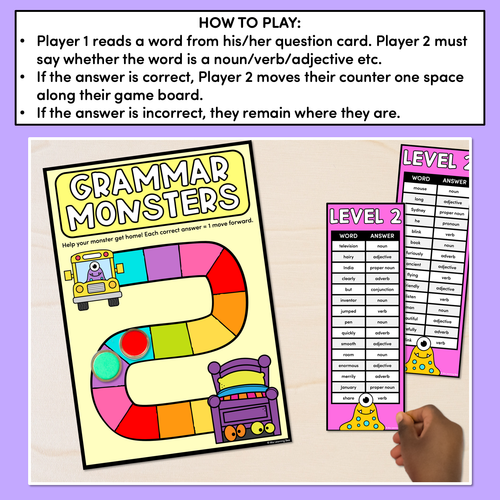 Resource preview 2 for Parts of Speech Grammar Game - Nouns, Verbs, Adjectives, Adverbs, Pronouns, Proper Nouns, Conjunctions