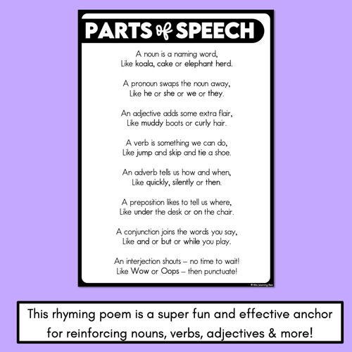 Resource preview 2 for Parts of Speech Poem Posters & Displays – Rainbow