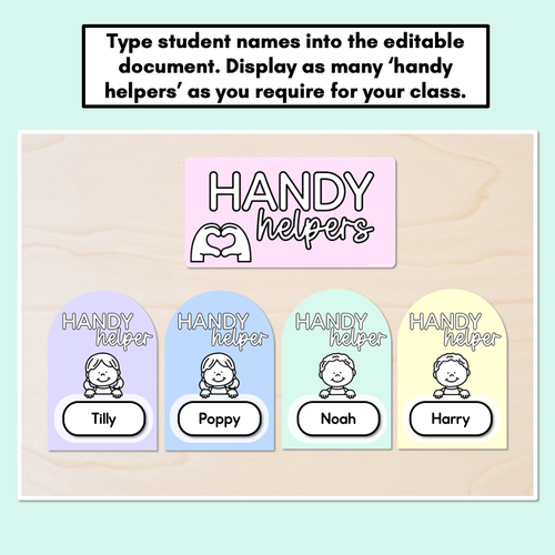 Resource preview 3 for Handy Helpers Classroom Jobs Display - Pastel Classroom Decor