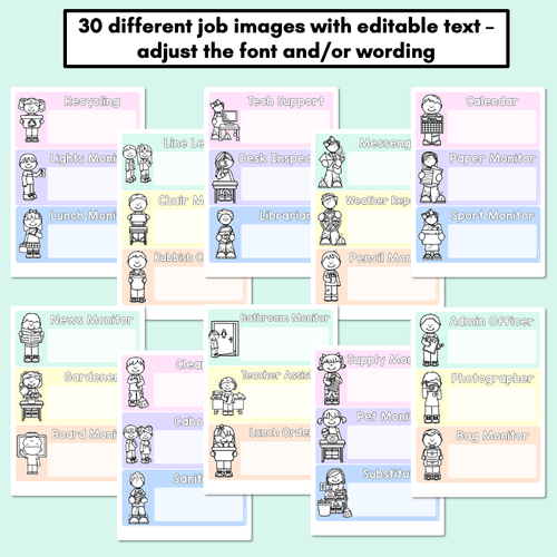 Resource preview 2 for Editable Class Jobs Display - Pastel Classroom Decor