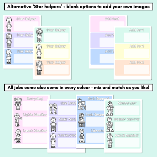 Resource preview 3 for Editable Class Jobs Display - Pastel Classroom Decor