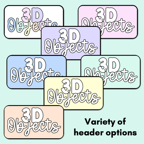 Resource preview 5 for 3D Object Posters - Pastel Classroom Decor