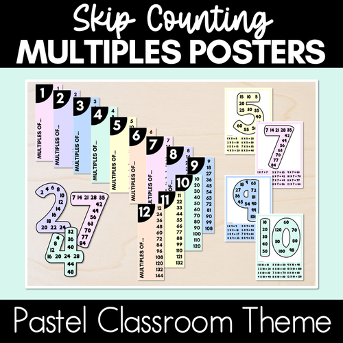 Resource preview 1 for Multiples & Skip Counting Posters - Pastel Classroom Decor