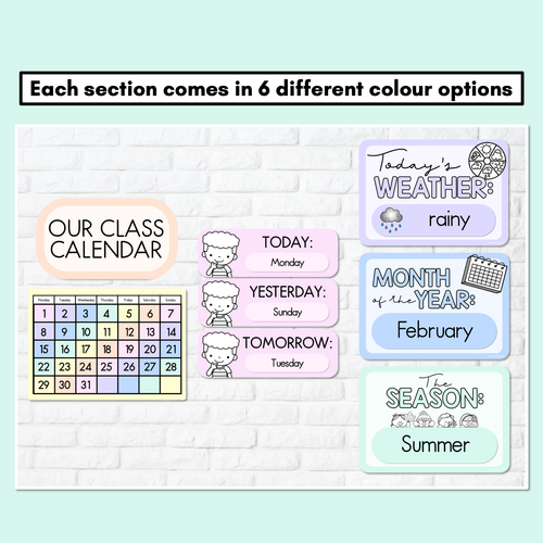 Resource preview 2 for PASTEL CLASSROOM DECOR Calendar and Weather Display