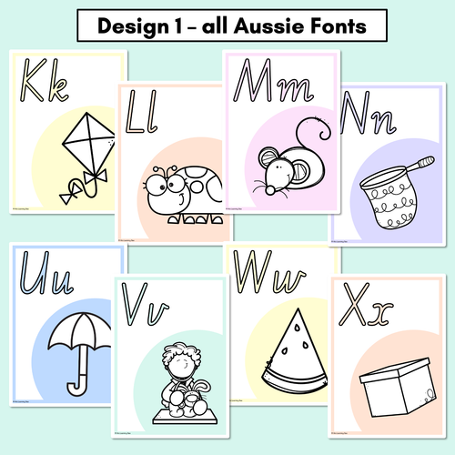 Resource preview 2 for PASTEL CLASSROOM DECOR Alphabet Posters - All Aussie Fonts