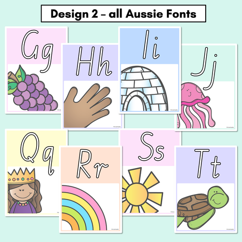 Resource preview 3 for PASTEL CLASSROOM DECOR Alphabet Posters - All Aussie Fonts