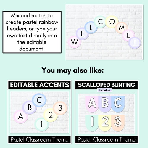 Resource preview 3 for PASTEL CLASSROOM DECOR - Editable Bunting