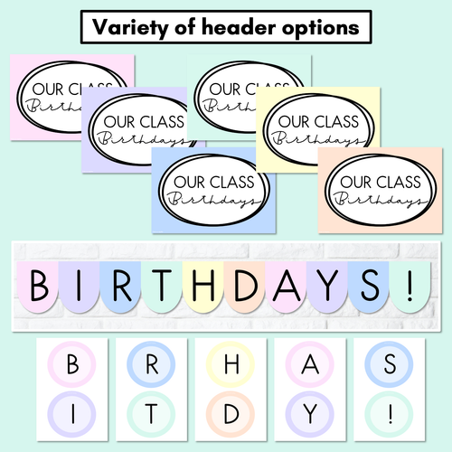 Resource preview 4 for PASTEL CLASSROOM DECOR Birthday Displays