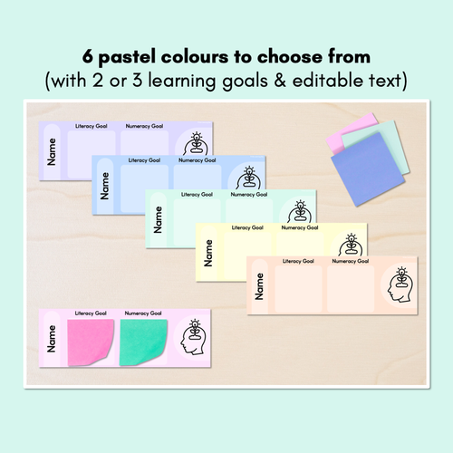 Resource preview 2 for Student Learning Goals - Editable Post-It Goal Mats - Pastel Classroom Decor