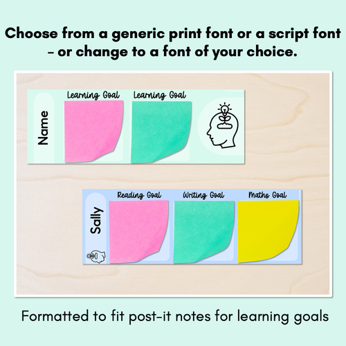 Resource preview 4 for Student Learning Goals - Editable Post-It Goal Mats - Pastel Classroom Decor