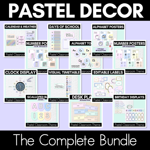 Resource preview 4 for Numbers 1-20 Display with ten frames, base ten blocks, tallies & fingers - Pastel Classroom Decor