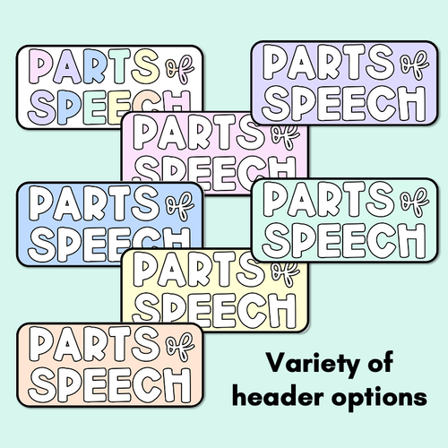 Resource preview 5 for Parts of Speech Grammar Posters - Pastel Classroom Decor