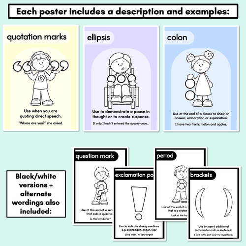 Resource preview 4 for Punctuation Posters - Pastel Classroom Decor