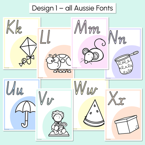 Resource preview 2 for Pastel Classroom Decor Alphabet Posters - All Aussie Fonts