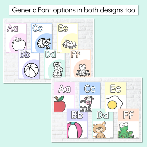 Resource preview 4 for Pastel Classroom Decor Alphabet Posters - All Aussie Fonts