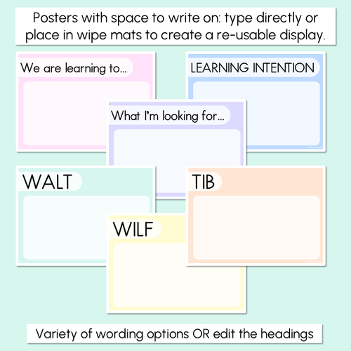 Resource preview 2 for Learning Intentions & Success Criteria - LISC Posters - Pastel Decor
