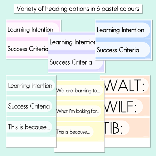 Resource preview 3 for Learning Intentions & Success Criteria - LISC Posters - Pastel Decor