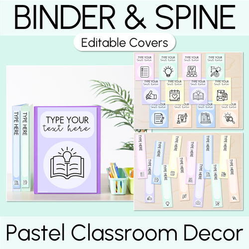 Resource preview 1 for Editable Binder & Spine Labels - Pastel Classroom Decor
