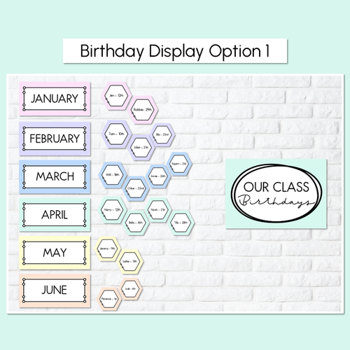 Resource preview 2 for Pastel Classroom Decor Birthday Displays