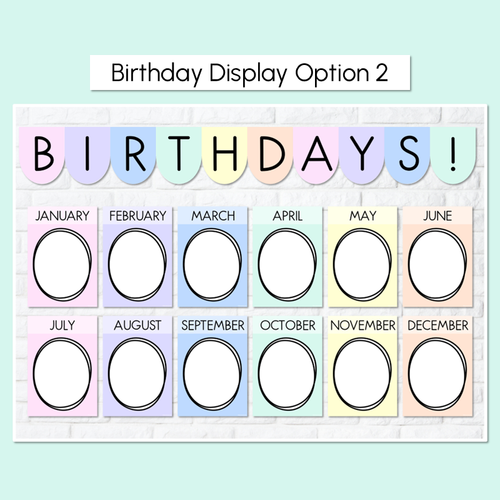 Resource preview 3 for Pastel Classroom Decor Birthday Displays