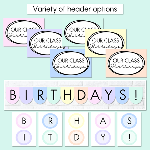 Resource preview 4 for Pastel Classroom Decor Birthday Displays