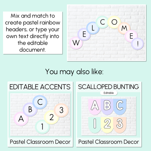 Resource preview 3 for Editable Bunting - Pastel Classroom Decor