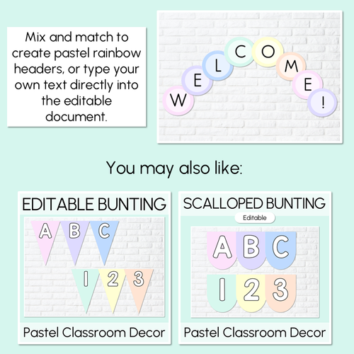 Resource preview 3 for PASTEL CLASSROOM DECOR - Editable Accents