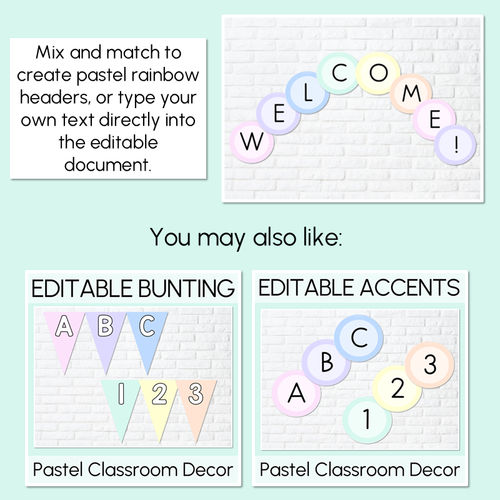 Resource preview 3 for Pastel Classroom Decor - Editable Scalloped Bunting