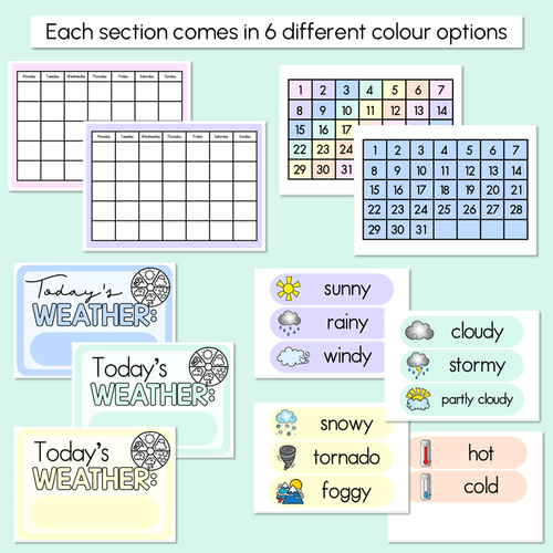 Resource preview 3 for PASTEL CLASSROOM DECOR Calendar and Weather Display
