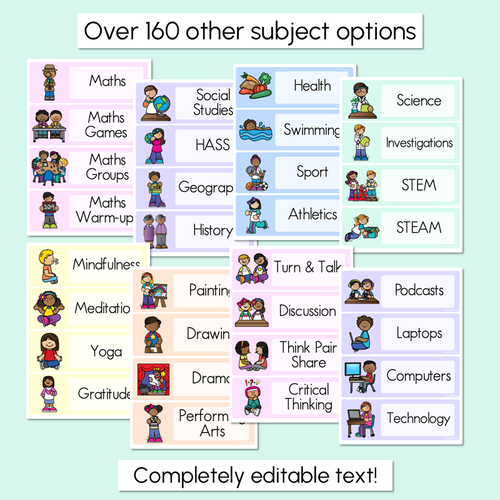 Resource preview 3 for PASTEL CLASSROOM DECOR - Editable Visual Timetable