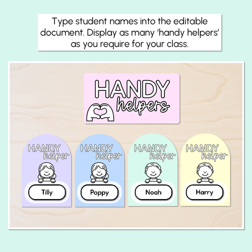Resource preview 3 for Handy Helpers Classroom Jobs Display - Pastel Classroom Decor