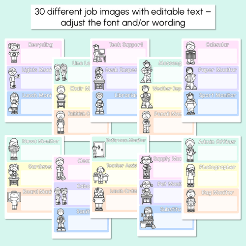 Resource preview 2 for Editable Class Jobs Display - Pastel Classroom Decor