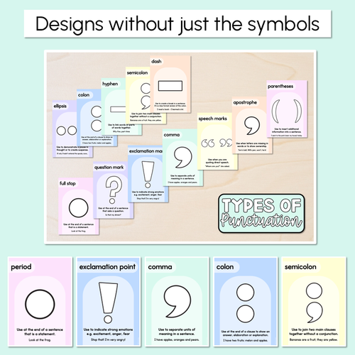 Resource preview 3 for Punctuation Posters - Pastel Classroom Decor