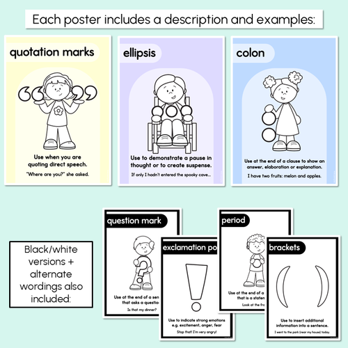 Resource preview 4 for Punctuation Posters - Pastel Classroom Decor