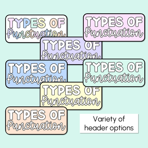 Resource preview 5 for Punctuation Posters - Pastel Classroom Decor