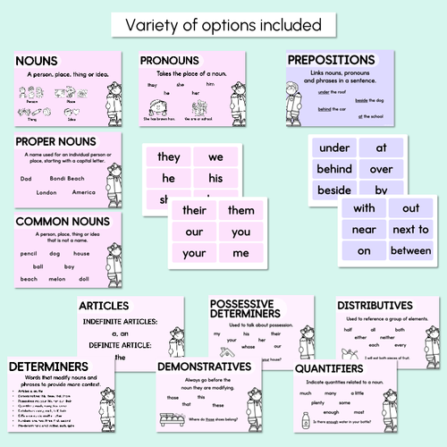 Resource preview 2 for Parts of Speech Grammar Posters - Pastel Classroom Decor