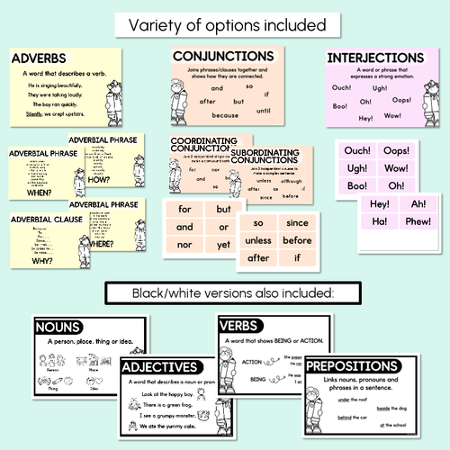Resource preview 4 for Parts of Speech Grammar Posters - Pastel Classroom Decor