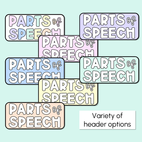 Resource preview 5 for Parts of Speech Grammar Posters - Pastel Classroom Decor