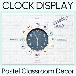 Pastel Classroom Decor Clock Display