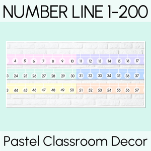 PASTEL CLASSROOM DECOR Number Line 1-200