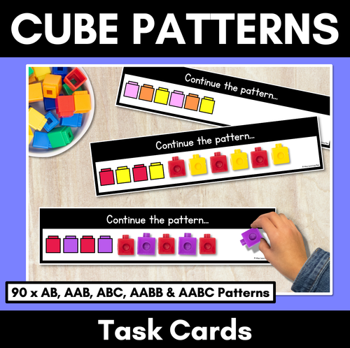 Resource preview 1 for Patterns in Kindergarten Task Cards - Snap Cubes or Unifix Cubes