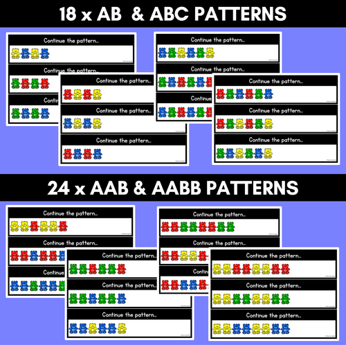 Resource preview 2 for Patterns in Kindergarten Task Cards - Teddy Bear Counters