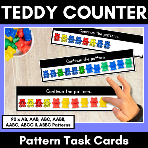 Resource preview 1 for Patterns in Kindergarten Task Cards - Teddy Bear Counters