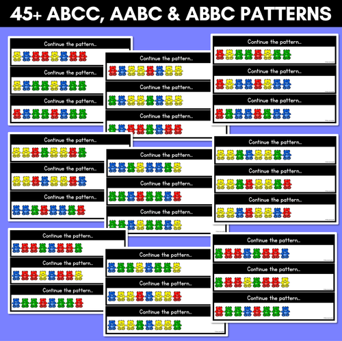 Resource preview 3 for Patterns in Kindergarten Task Cards - Teddy Bear Counters