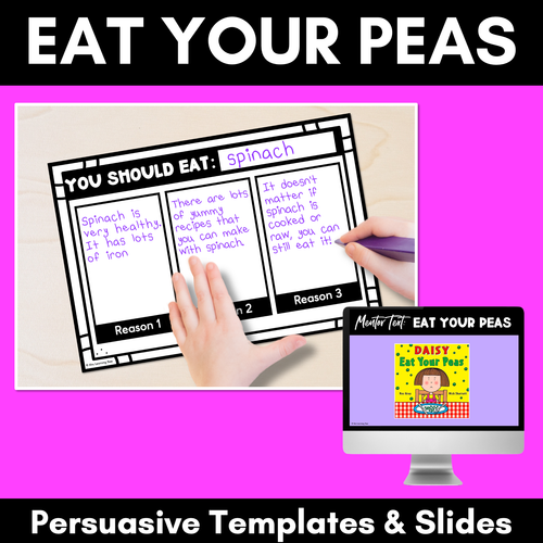 Resource preview 1 for Persuasive Writing Templates & Slides - Eat Your Peas