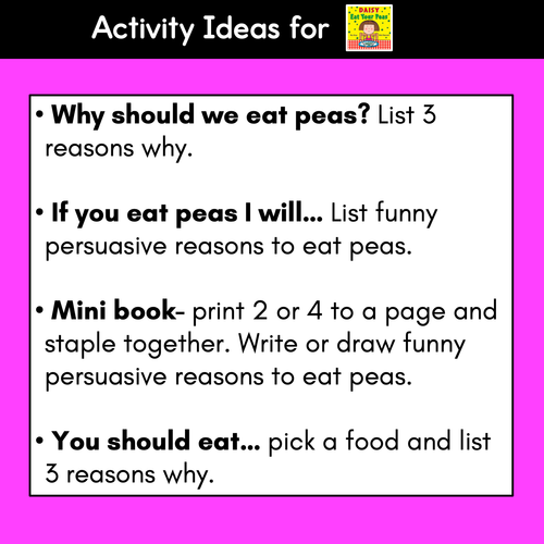 Resource preview 3 for Persuasive Writing Templates & Slides - Eat Your Peas