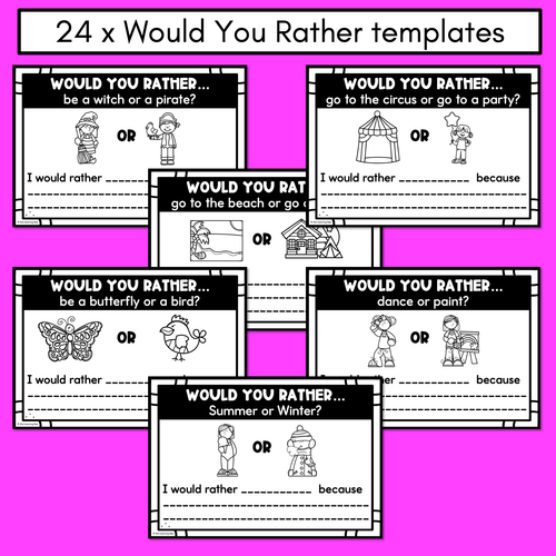 Resource preview 3 for Would You Rather Opinion Writing Templates - Persuasive Writing